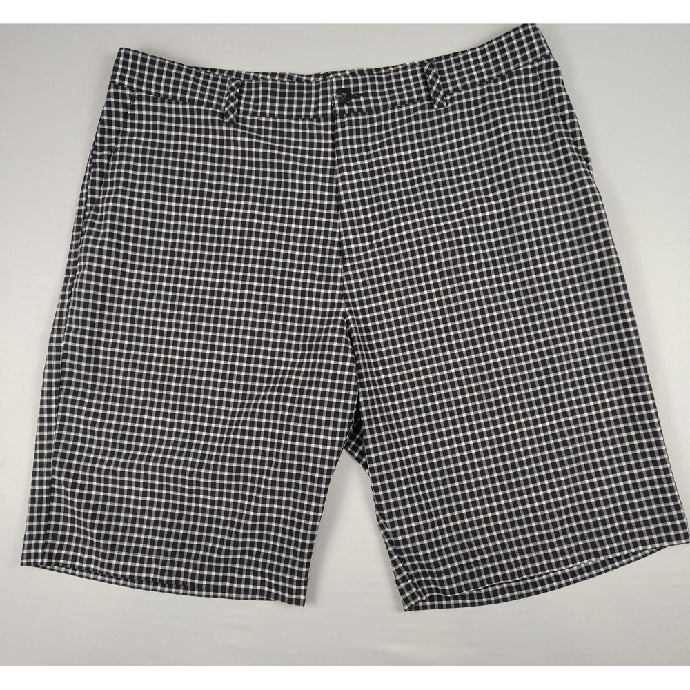 Adidas Shorts Men 36 Black Plaid Golf Pockets Performance Golfer Stretch Travel